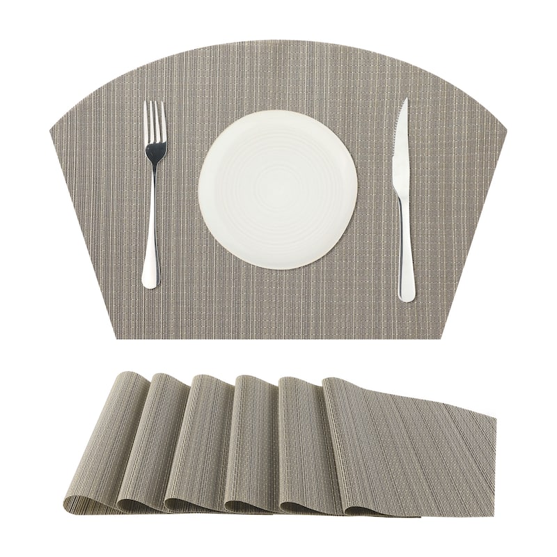 Table Placemats Set of 6 Placemats Heat Resistant Water Proof Table Mats - 18x12 inch - Silver
