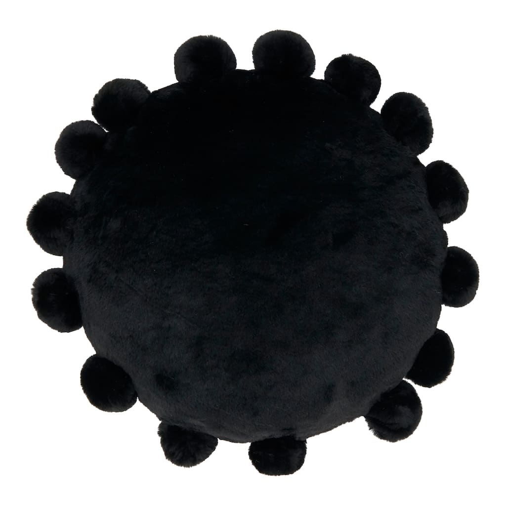 Posh Faux Bunny Fur Pom Pom Poly Filled Throw Pillow