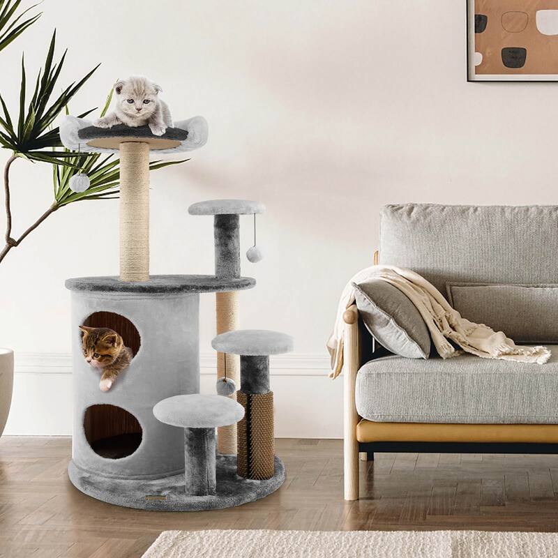 40'' Cat Tree Tower Multi-Level Activity Tree w/ 2-Tier Cat-Hole Condo