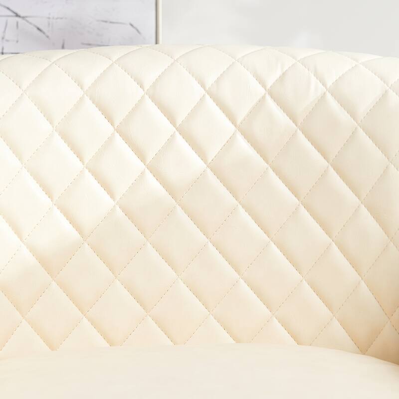 KINWELL 29" Wide Tufted PU Leather Swivel Barrel Chair