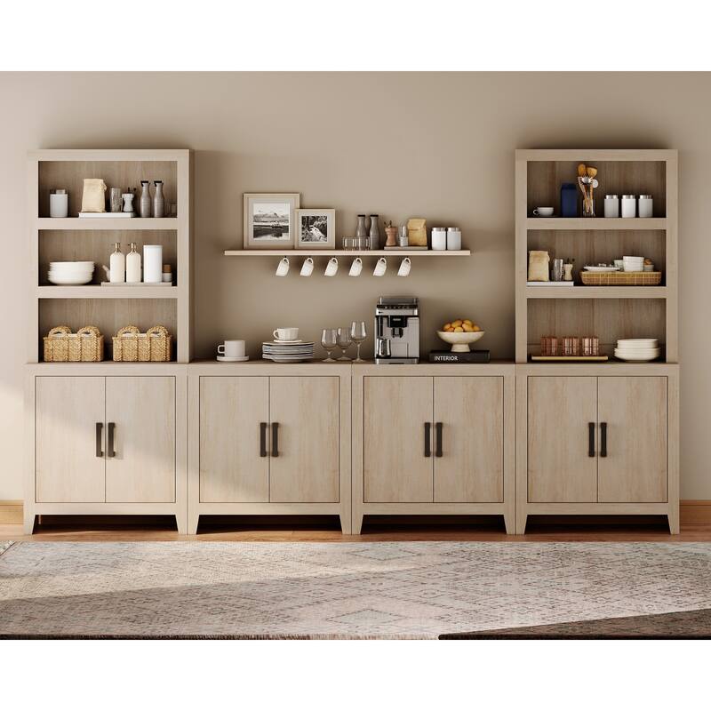 WAMPAT Entertainment Center with Bookshelves, Farmhouse TV Stand for Living Room, Bedroom - n/a