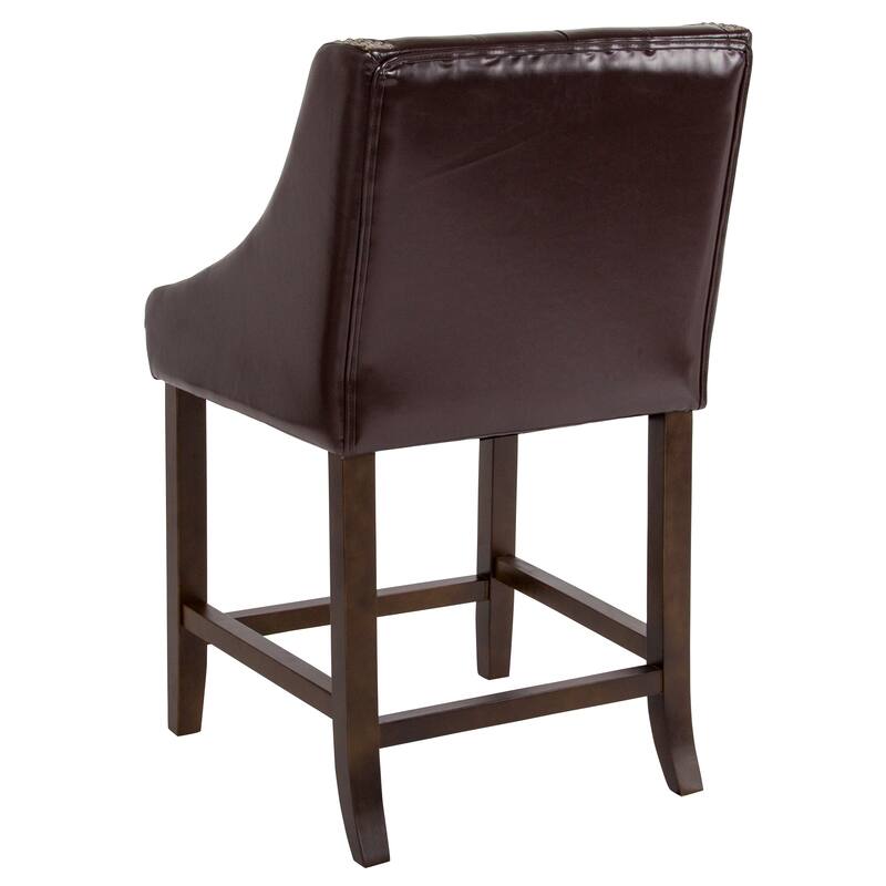 Transitional Tufted Upholstered/Walnut Finish Counter Stool (Set of 2)