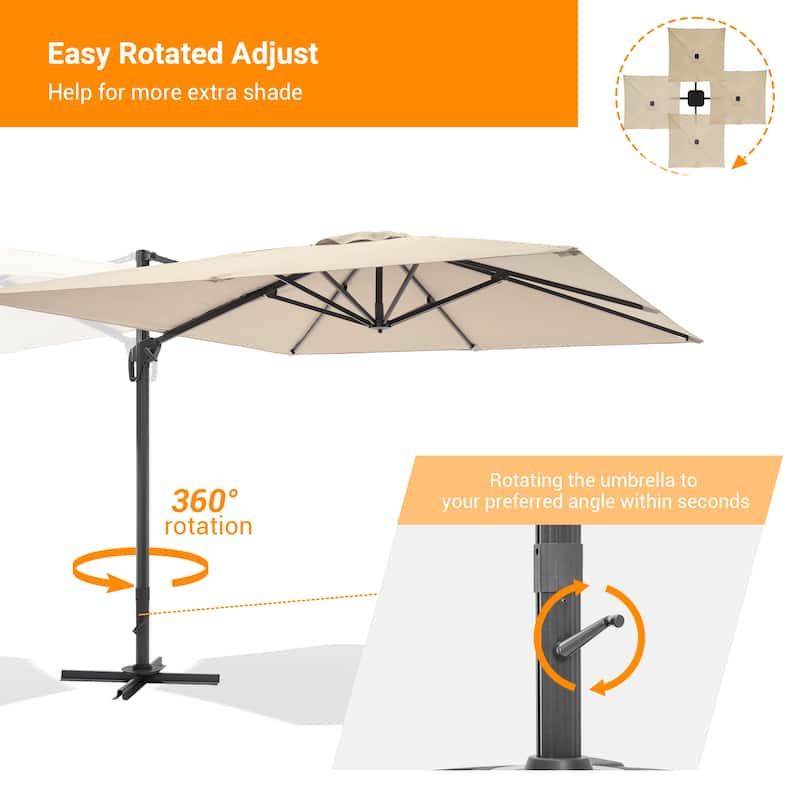 LIVOOSUN 10x10ft Cantilever Patio Offset Hanging Umbrellas