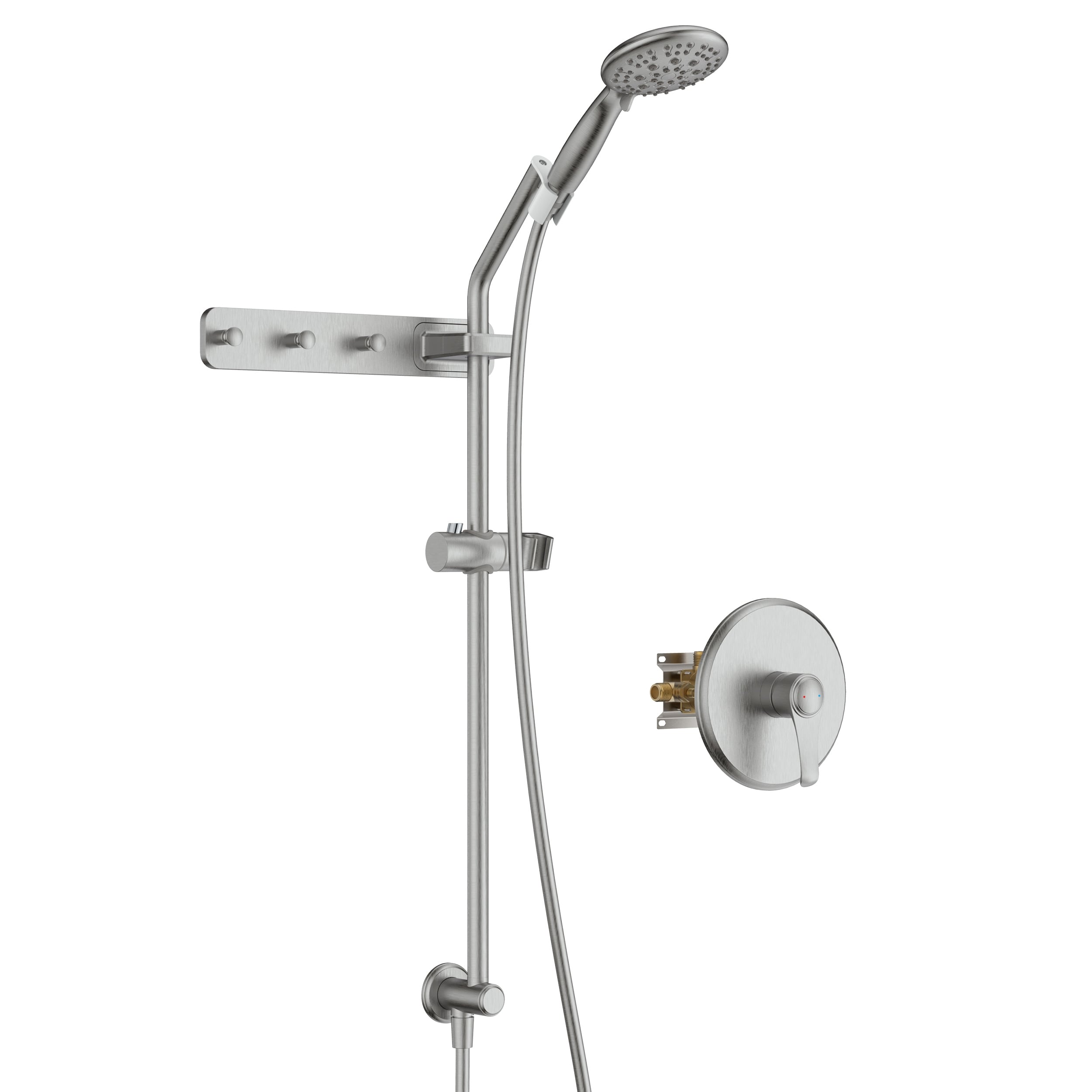 Multi Function Shower Head - Shower System with 4 Rain Showerhead And  Storage Hook, Simple Style, Brushed Nickel - Bed Bath & Beyond - 37669397