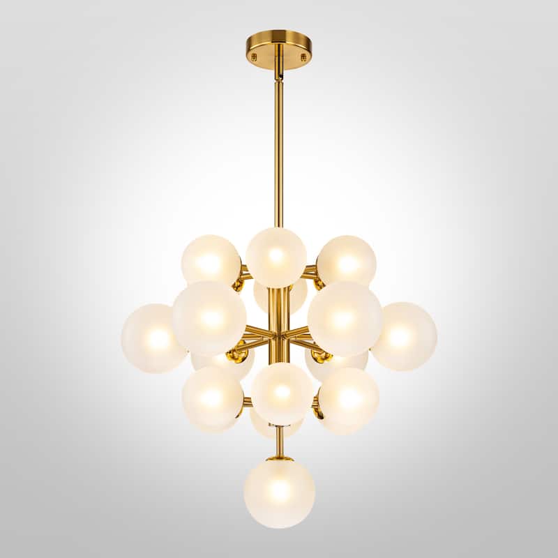 Burness 19-Light 4-Tiered Cluster Sputnik Atomic Glass Globe Bubble Chandelier