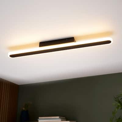 1-Light 23.8 in. Modern Black Linear Long Strip Dimmable Integrated LED Bathroom Vanity Light