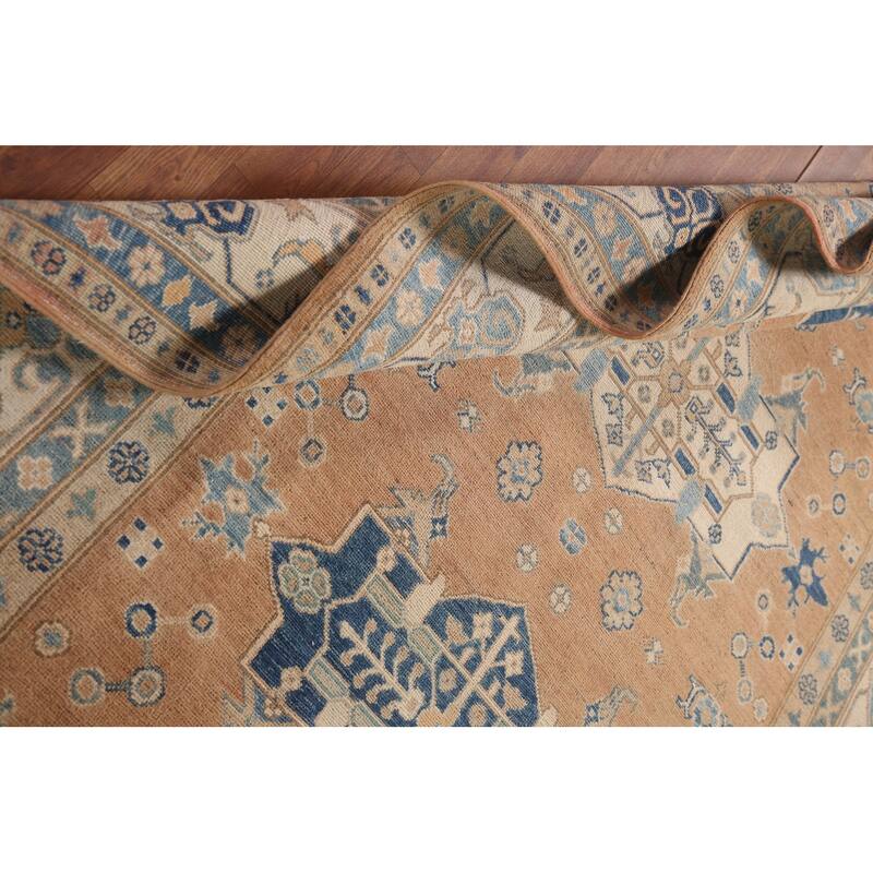 Geometric Kazak Area Rug Hand-Knotted Bedroom Wool Carpet - 5'11" x 8'9"