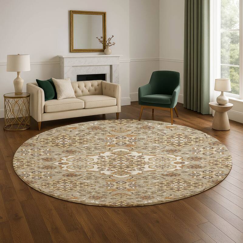 Premium Washable Super Soft Classic Traditional Mayfield Rug - Taupe - 8' x 8'