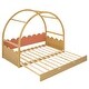 preview thumbnail 26 of 30, Twin Size House Bed Vaulted Roof Bed with Stretchable Trundle & Fence, Unique Adjustable Grounded Bed Twin to King Bed Frame