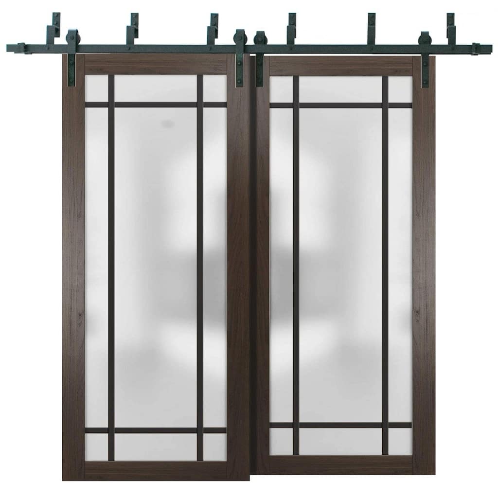 Barn Bypass Doors 84 x 80 Planum 2112 Chocolate Ash Sturdy 8ft