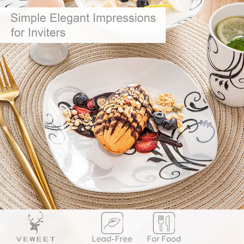 VEWEET 20-Piece White Porcelain Dinnerware Set (Service for 4)