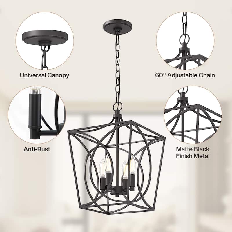 Modern Geometric Metal Pendant Light with Adjustable 60" Chain