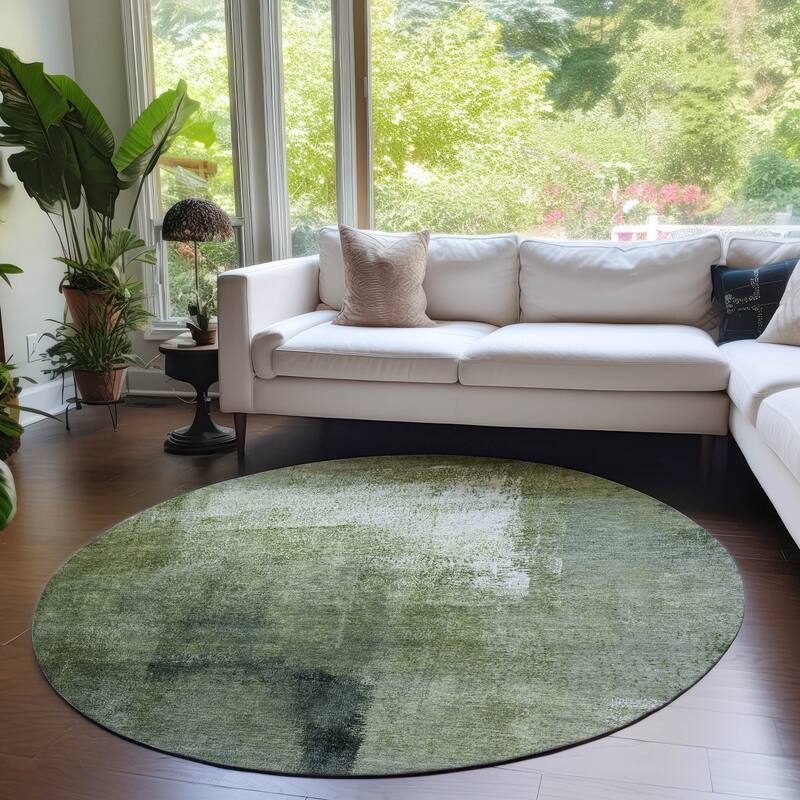 Machine Washable Indoor/ Outdoor Chantille Solid Ombre Rug