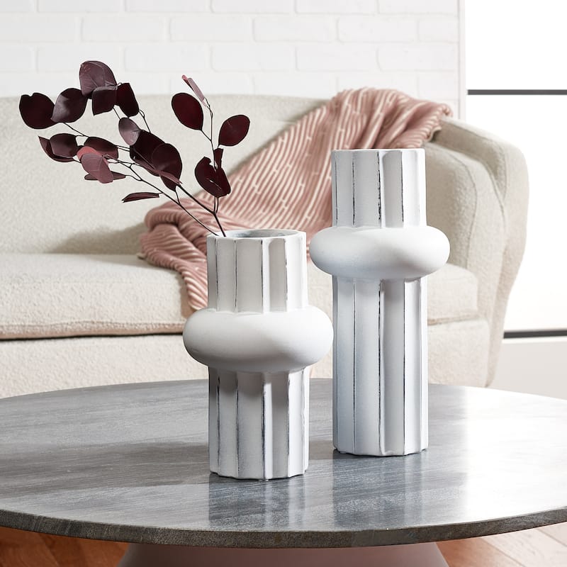 SAFAVIEH Home Croix Ceramic Vase -Set of 2 - White