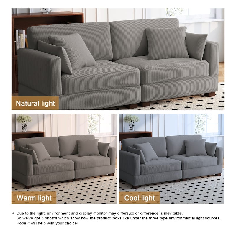 84.5″W Modern Corduroy Couch Modular Sofa