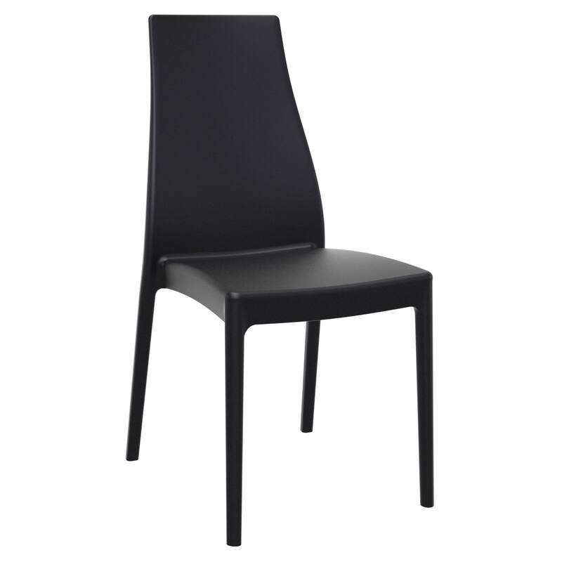 37" Black Outdoor Patio Solid High Back Dining Chair