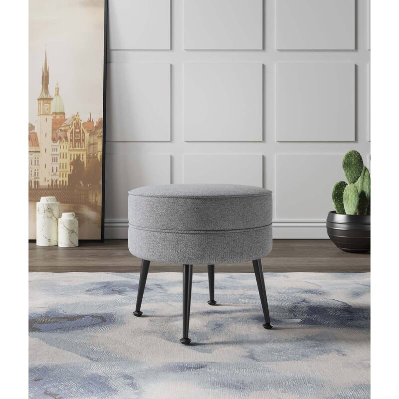 Upholstered Accent Ottoman with Metal Legs Mid Century Modern Design