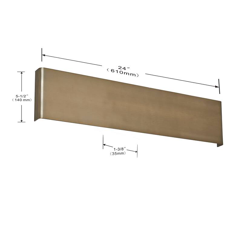 Long Steak LED Wall Sconce - Gold - 24"W x 5.5"H x 1.5"D