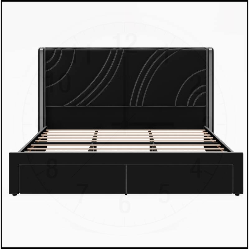 Velvet LED Bed Frame with Storage Drawers