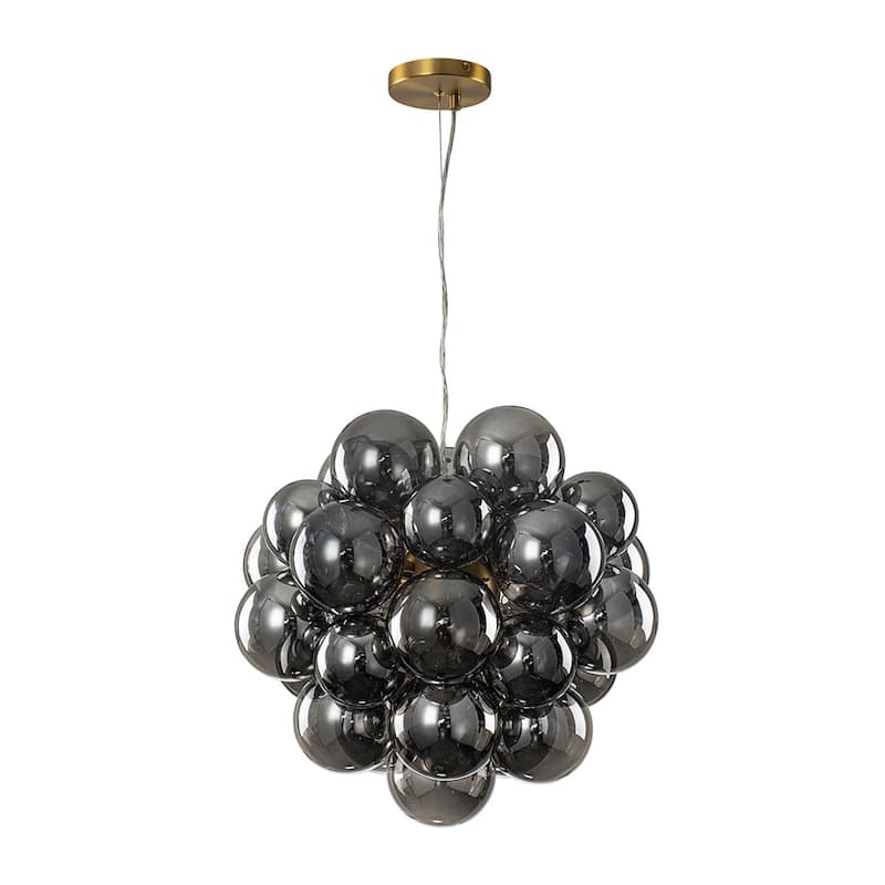 Art Deco 6-Light Dimmable Cluster Smoked Glass Bubble Chandelier