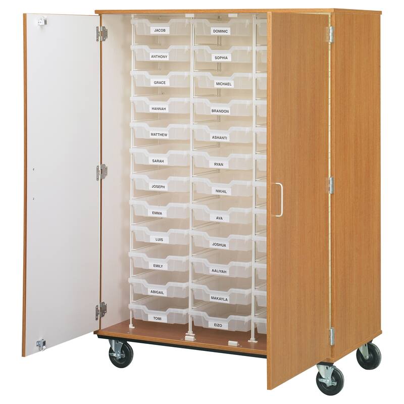 Mobile Tote Storage Cart - 36 Trays - Rolling Cabinet Organizer - Durable Storage Solution