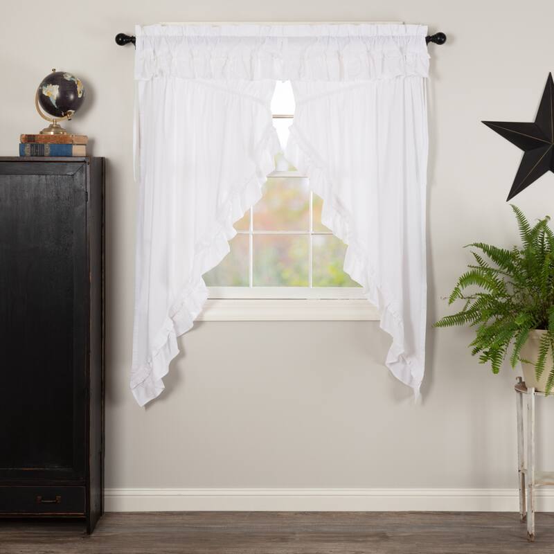 Muslin Ruffled Short Prairie Panel Set - Prairie Panel 63x36 - Prairie Panel 63x36