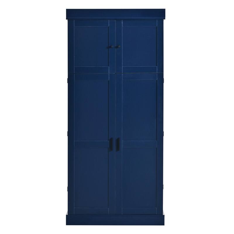 Freestanding 77"Tall Kitchen Pantry with Adjustable Shelves,Door Shelves, Drawers and Wine Racks