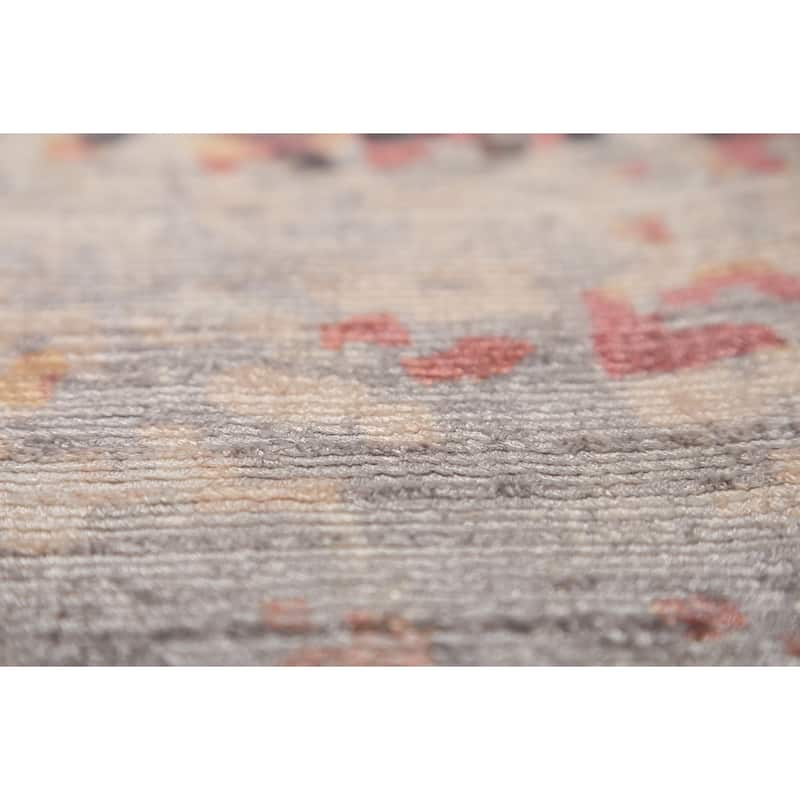 Modern Abstract Indian Rug Hand-Knotted Oriental Wool Carpet - 8'11"x 11'11"