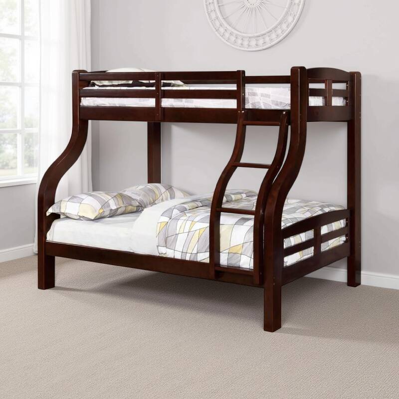 Curved Wood Design Twin/full Bunk Bed, Brown