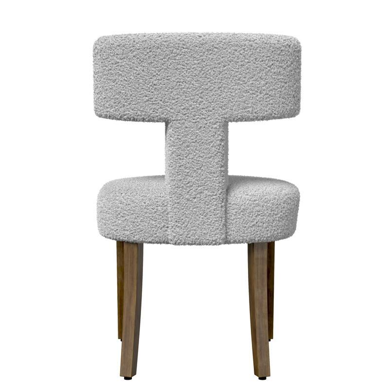 Dining Chairs Boucle Fabric Lamb Upholstered T-Shape (Set of 2)
