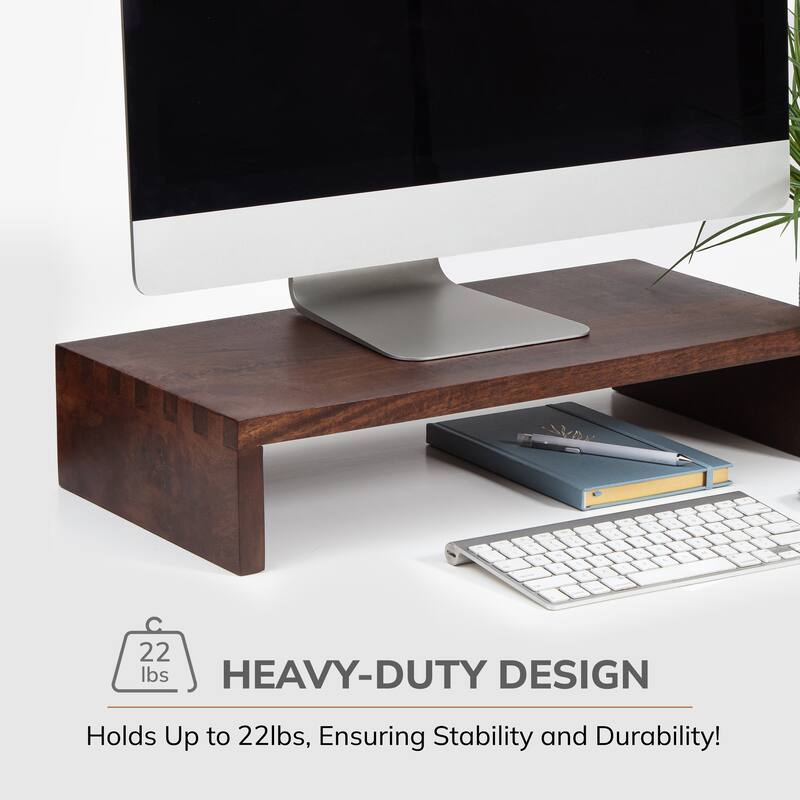 Jani Wood Monitor Stand Riser Desk - Ergonomic Design Stand, Desktop Organizer Table for Home, Office Workspace, Gaming Desk