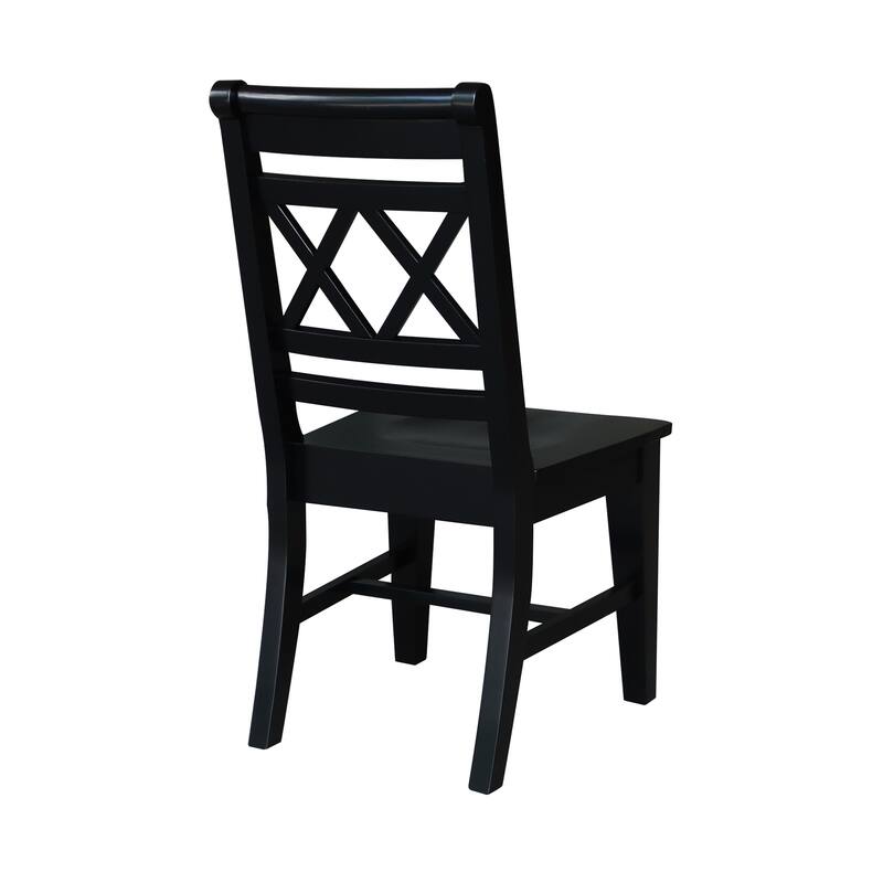 Solid Wood Double X-Back Dining Chairs, Set of 2