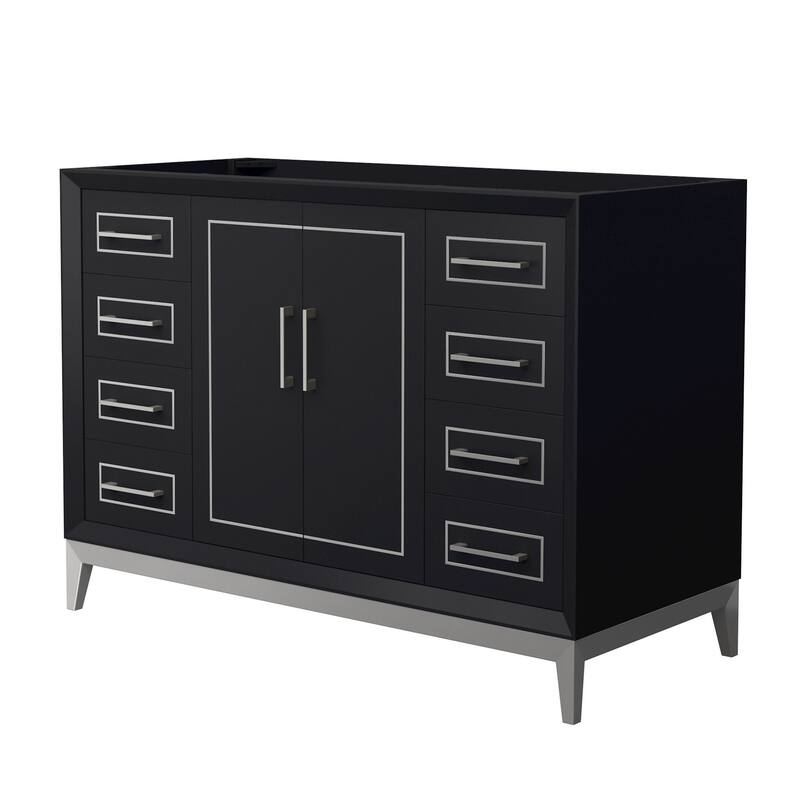 Wyndham Collection WCH515148S-CXSXX-MXX Marlena 48" Single Free - Black / Brushed Nickel Hardware
