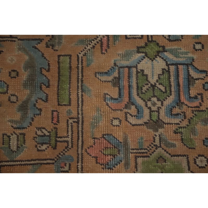Hand Knotted Oriental 100% Wool Carpet Traditional Floral Oranges & Rust Tabriz Area Rug - 12' 6'' X 9' 1''