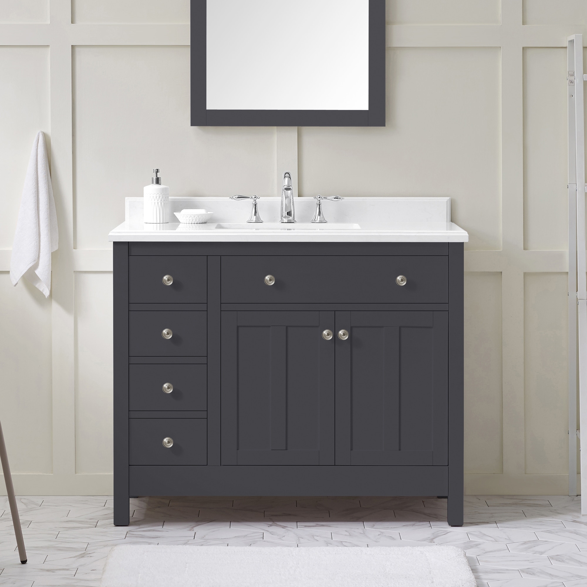 OVE Decors Newcastle 42 in Undermount Single Sink Vanity with Marble Top