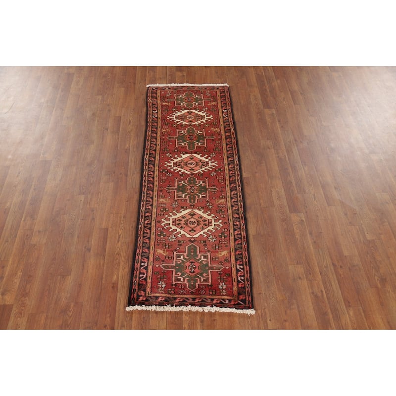 Tribal Geometric Gharajeh Persian Runner Rug Handmade Wool Carpet - 2'2" x 6'1"