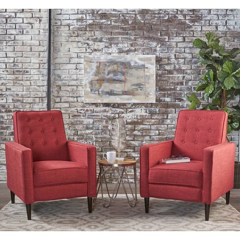 Mervynn Button Tufted Recliner (Set of 2) by Christopher Knight Home - Red