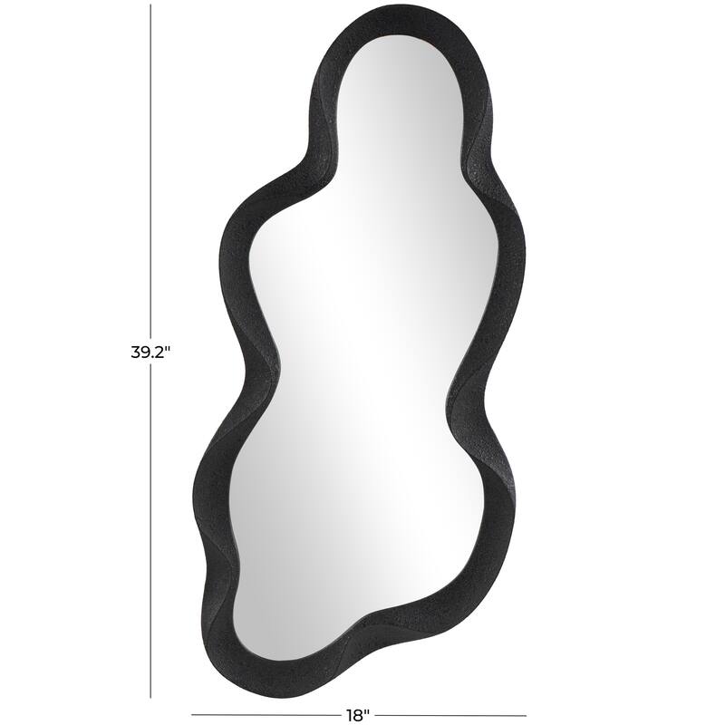 White or Black Wood Wavy Room Wall Mirror with Dimensional Frame