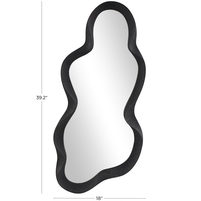 Wood Abstract Wavy Wall Mirror with Dimensional Frame - White or Black - Roche River Decor