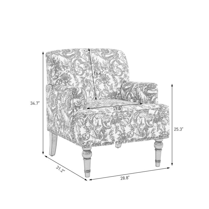 Linen Upholstered Armchair Nailhead Trim Accent Chair