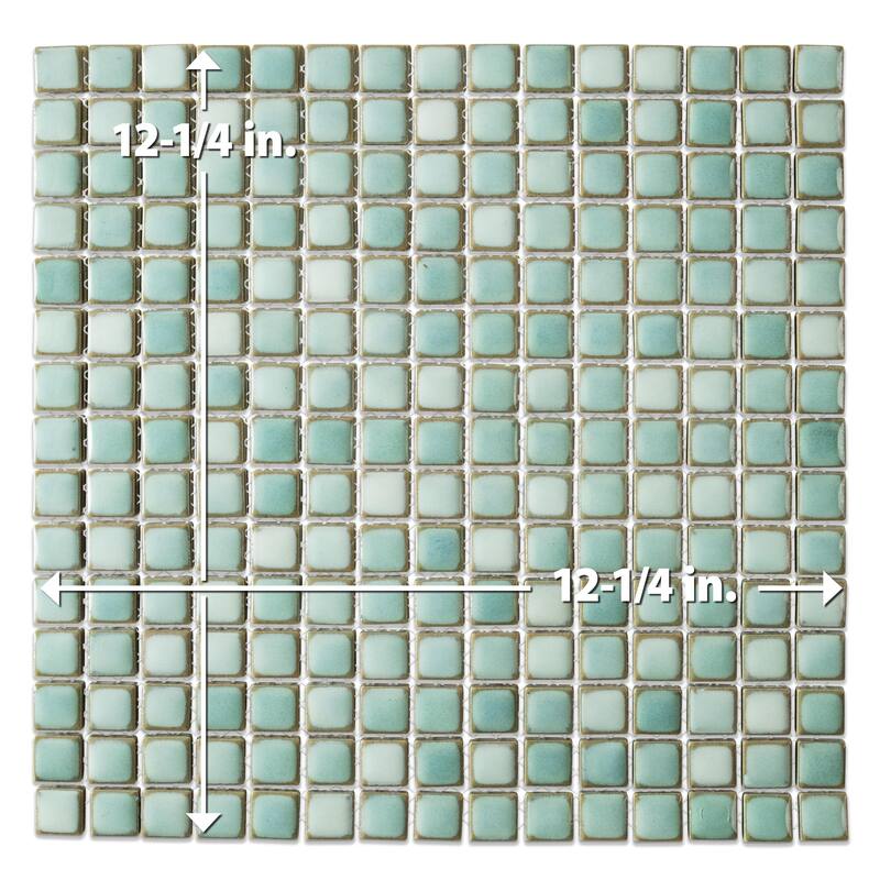 Merola Tile Hudson Edge Mint Green 12-1/4" x 12-1/4" Porcelain Mosaic Floor and Wall Tile