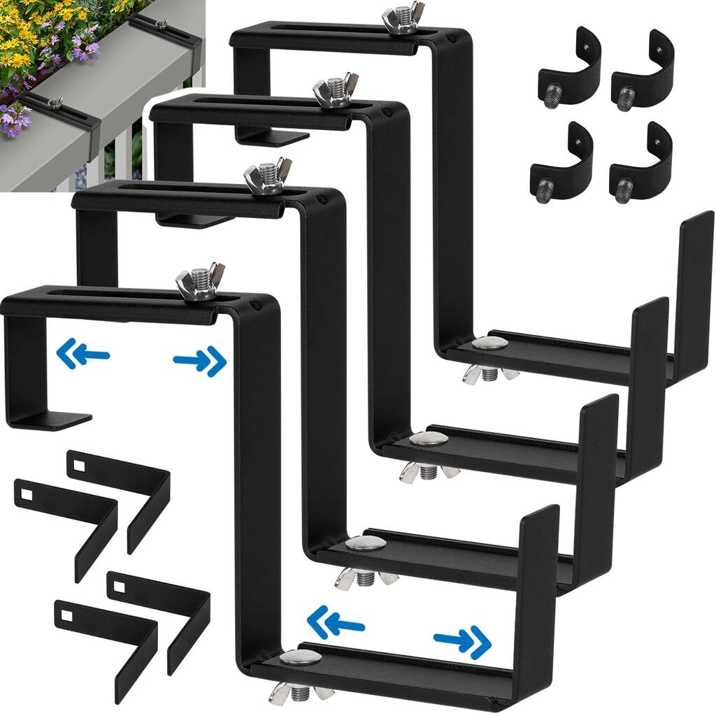 Window Box Bracket, Adjustable Planter Box Bracket, Flower Box Bracket, No Drill Flower Box Holder, Railing Planter Bracket