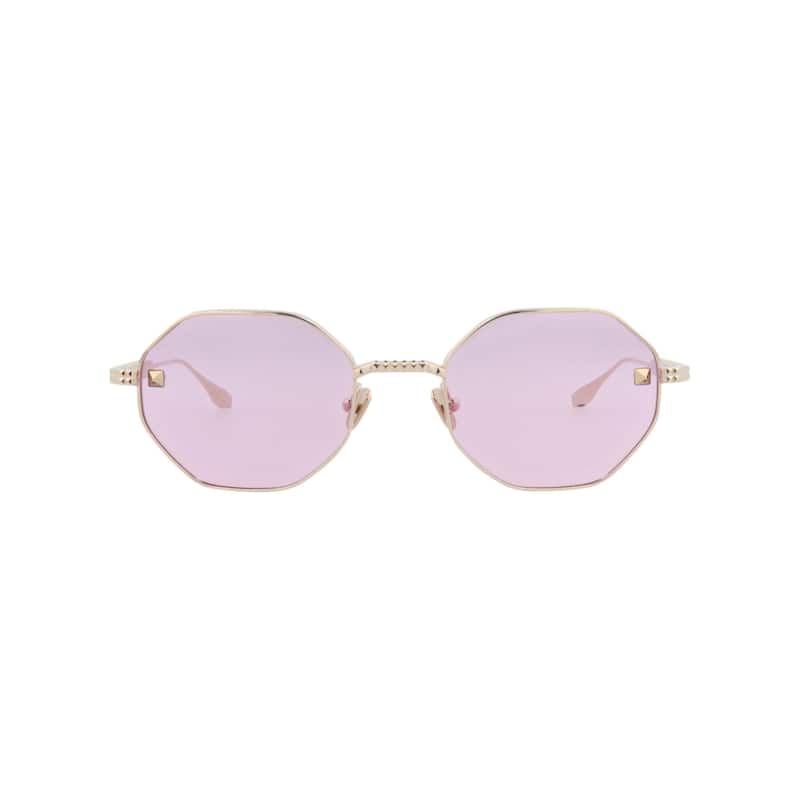 Valentino Round-Frame Metal Optical Frames - Gold Gold Pink - Multi - Rose Lens