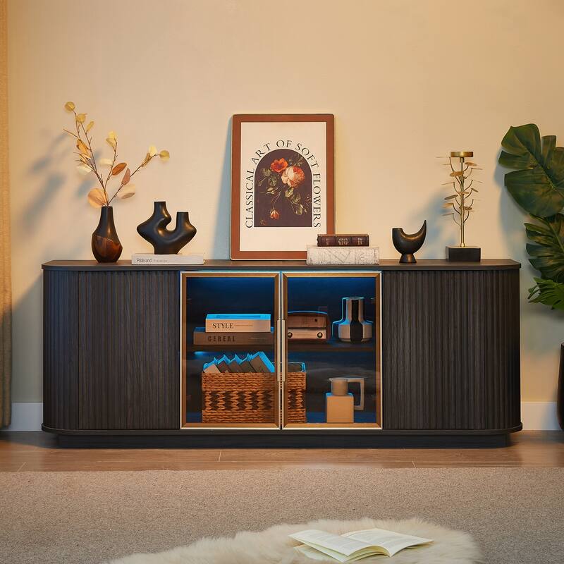 64-Inch Wavy TV Cabinet - Black