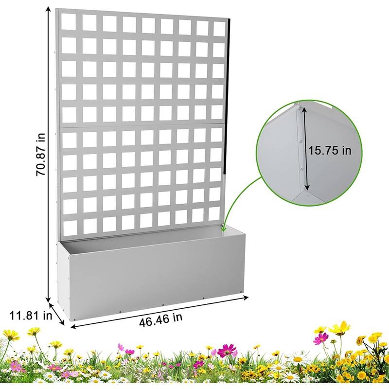 Metal Planter Box with Trellis Privacy Screen