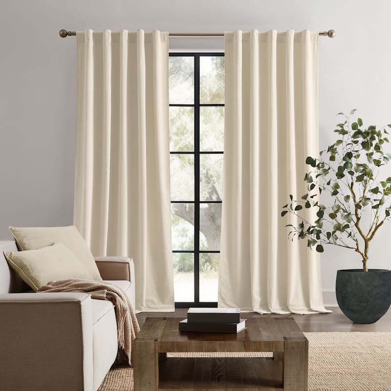 Brooklyn Loom Matte Cotton Velvet Window Curtain with Back Tab - (2) 50x108 - Off-White