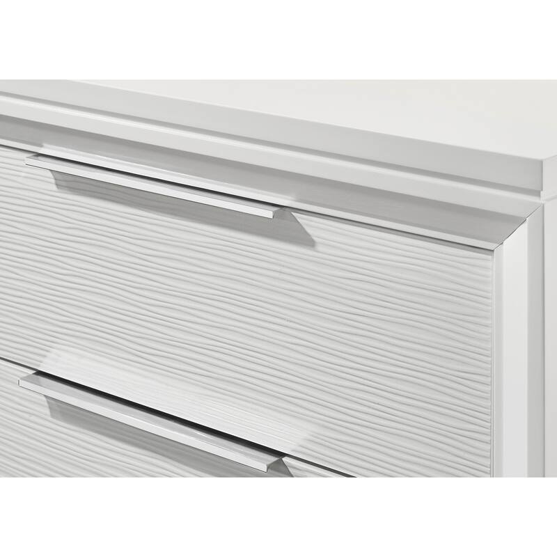 Contemporary White Textured Finish 2-Drawer Storage Nightstand Wooden Bedroom Furniture
