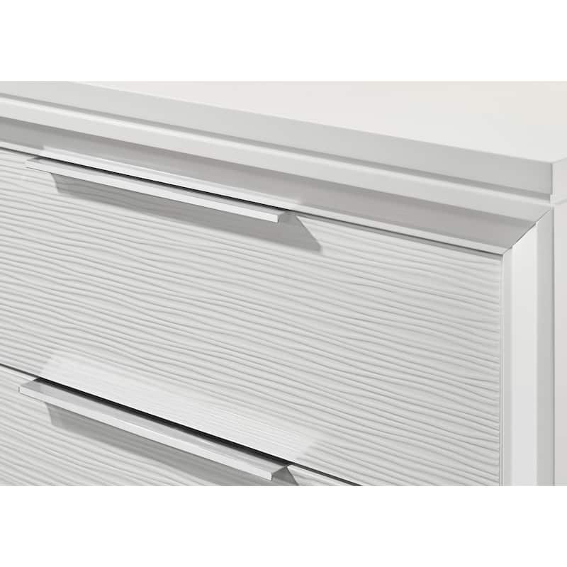 Etti White LED Upholstered Panel Bed