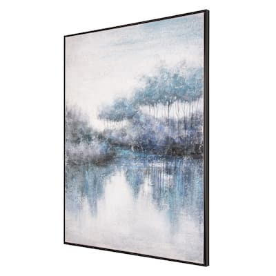 Indigo Banks, Framed Hand Painted Canvas