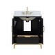 preview thumbnail 6 of 8, Gracie 30" Bathroom Vanity, Black/Satin Brass with Carrara Marble top